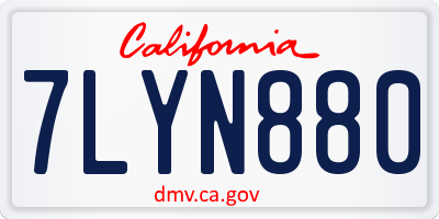 CA license plate 7LYN880