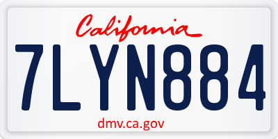 CA license plate 7LYN884