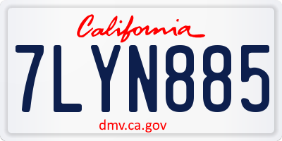CA license plate 7LYN885
