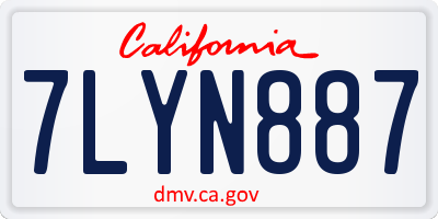CA license plate 7LYN887