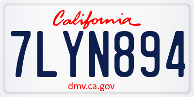 CA license plate 7LYN894
