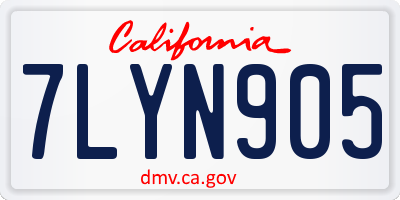 CA license plate 7LYN905