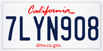 CA license plate 7LYN908