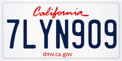 CA license plate 7LYN909