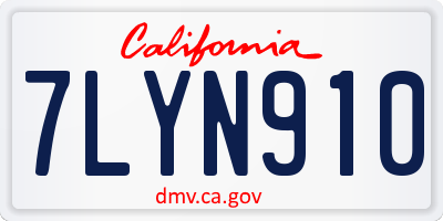 CA license plate 7LYN910