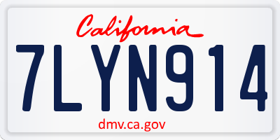 CA license plate 7LYN914