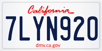 CA license plate 7LYN920