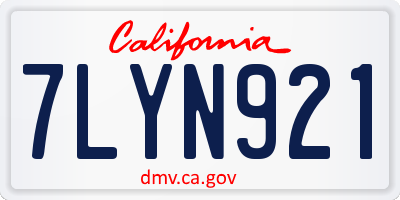 CA license plate 7LYN921