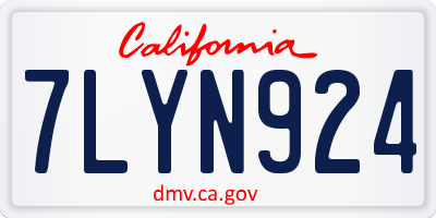 CA license plate 7LYN924