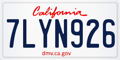 CA license plate 7LYN926