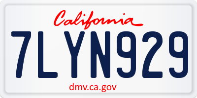 CA license plate 7LYN929