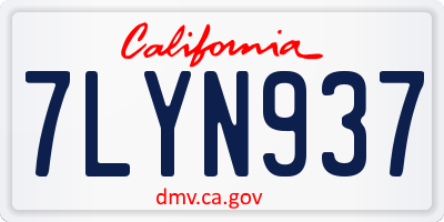 CA license plate 7LYN937