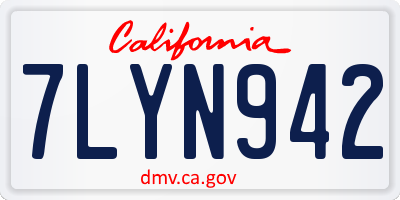 CA license plate 7LYN942
