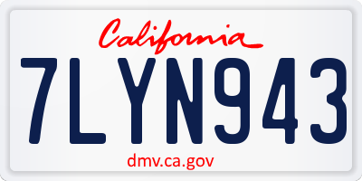 CA license plate 7LYN943