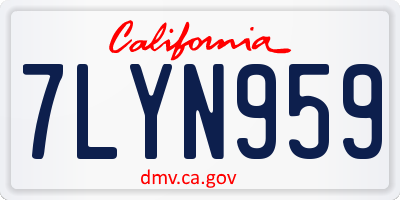 CA license plate 7LYN959