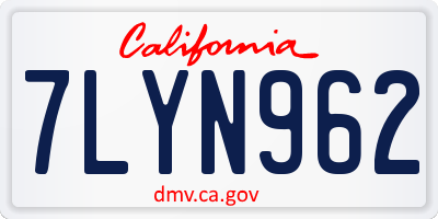 CA license plate 7LYN962