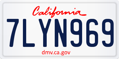 CA license plate 7LYN969