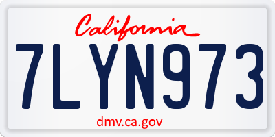 CA license plate 7LYN973