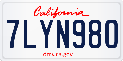 CA license plate 7LYN980