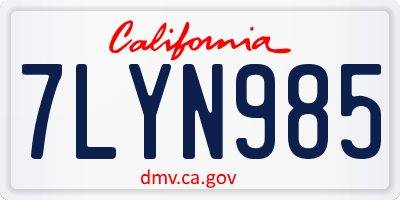 CA license plate 7LYN985