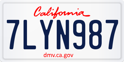 CA license plate 7LYN987