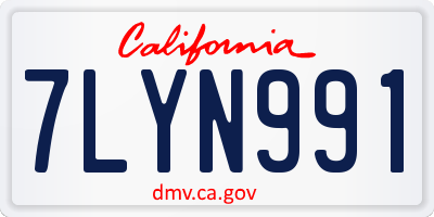 CA license plate 7LYN991