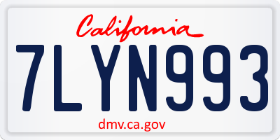 CA license plate 7LYN993