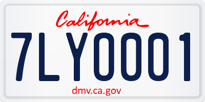 CA license plate 7LYO001
