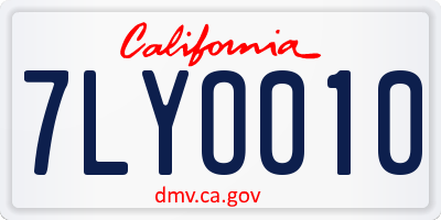 CA license plate 7LYO010