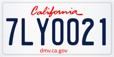 CA license plate 7LYO021
