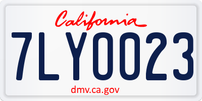 CA license plate 7LYO023