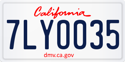 CA license plate 7LYO035