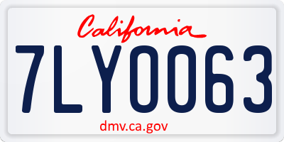 CA license plate 7LYO063