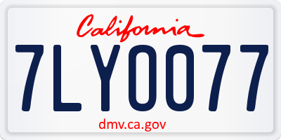 CA license plate 7LYO077