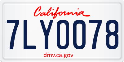 CA license plate 7LYO078
