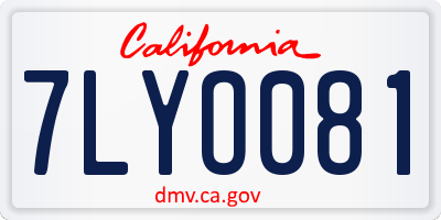 CA license plate 7LYO081
