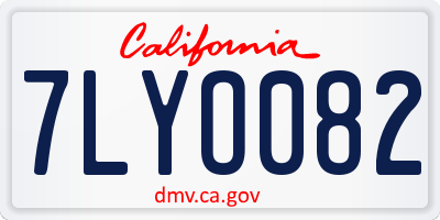 CA license plate 7LYO082