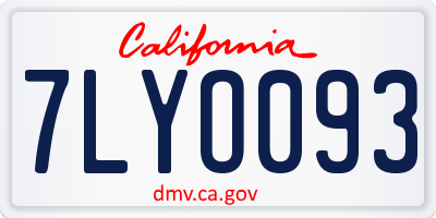 CA license plate 7LYO093