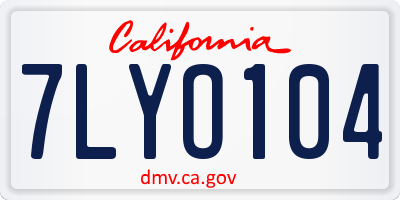 CA license plate 7LYO104