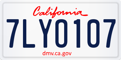 CA license plate 7LYO107