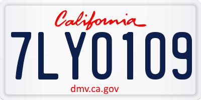 CA license plate 7LYO109