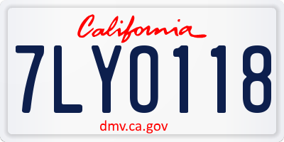 CA license plate 7LYO118
