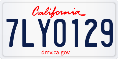 CA license plate 7LYO129