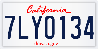 CA license plate 7LYO134