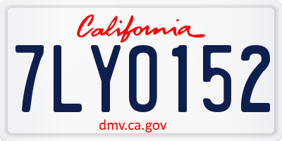 CA license plate 7LYO152