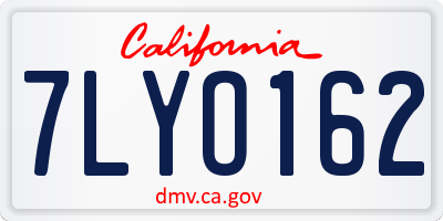 CA license plate 7LYO162