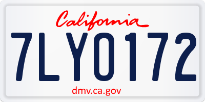 CA license plate 7LYO172