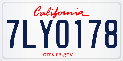 CA license plate 7LYO178