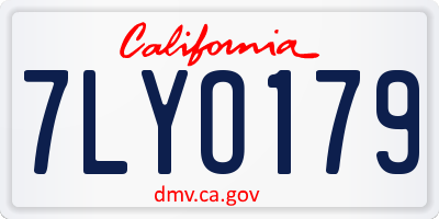 CA license plate 7LYO179