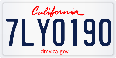 CA license plate 7LYO190